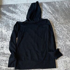 Top shop Black Distressed Hoodie